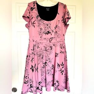Bird Patterned Pink Dress